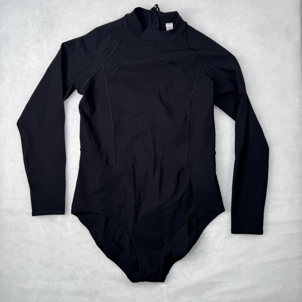 Lululemon Long Sleeve Zip Back Paddle Suit UVP Surf Swim Size 12 Black BLK